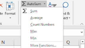 Rumus Default Pada Menu AutoSum Untuk Mempercepat Perhitungan 